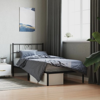 vidaXL Cadru pat metalic cu tăblie, negru, 90x200 cm 355456 foto