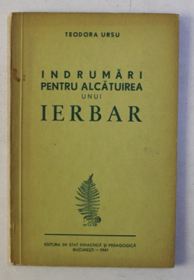 INDRUMARI PENTRU ALCATUIREA UNUI IERBAR de TEODORA URSU , 1961 foto