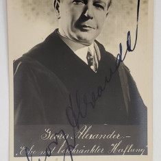 GEORG ALEXANDER ( 1888 - 1945 ) , ACTOR GERMAN DE FILM , AUTOGRAF ORIGINAL PE FOTOGRAFIE , TIP CARTE POSTALA , PERIOADA INTERBELICA