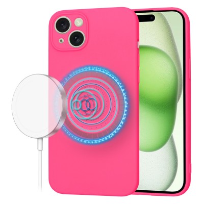 Husa silicon iPhone 15 Plus Techsuit SoftFlex MagSafe, fucsia foto