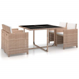 Set mobilier de exterior cu perne, 5 piese, bej, poliratan, vidaXL