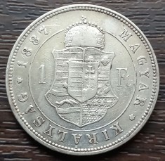 (A715) MONEDA DIN ARGINT UNGARIA - 1 FORINT 1887 KB, FRANZ JOSEPH, MAI RARA foto