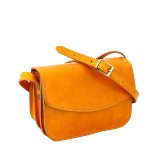 Geanta Dama Umar Piele Naturala Vachetta Galbena, Postas, 18x9x13 cm, Fabricata in Italia