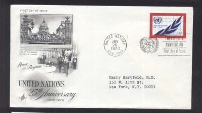 UN New York 1970 25 years UNO Mi.226 FDC UN.245 foto