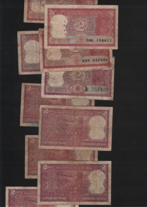 India 2 rupees rupii 1970 (85) F - VF pret pe bucata