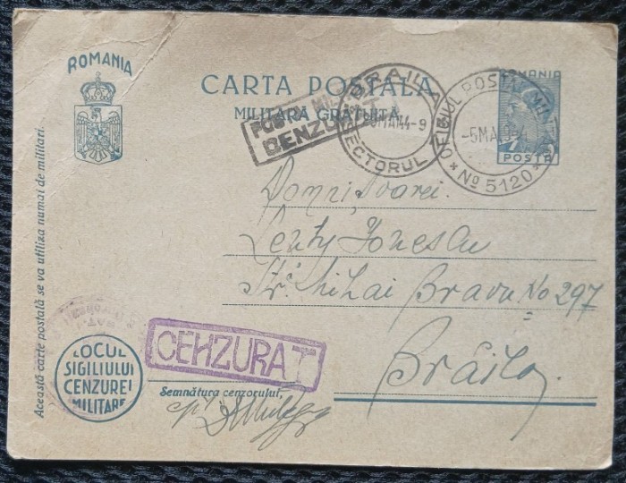 Carte Postala Militara, 1944