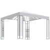 Pavilion cu acoperis dublu &amp; siruri de lumini LED, alb, 3x3 m