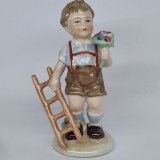 Baiat cu scara - Bibelou vechi, vintage, portelan german Fasold &amp; Stauch