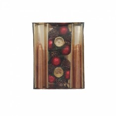Decoratiune Craciun set doua lumanari aurii
