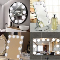 Lămpi LED Oglindă, Model Boudoir, 10 Becuri, Intensitate Reglabilă, Alimentare USB