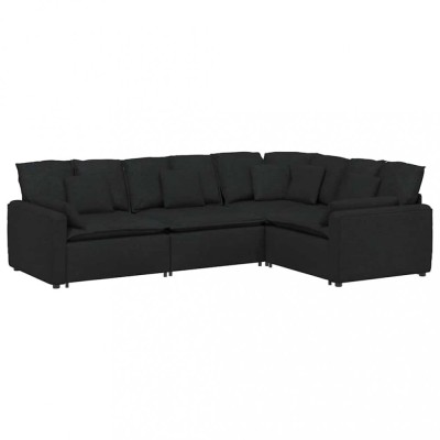 Canapea modulara cu perne, negru, textil foto