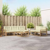 vidaXL Set de canapele de exterior cu pernă 6 pcs Alb și crem 3386059