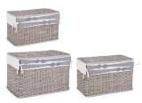 Cumpara ieftin Set 3 cosuri depozitare din ratan gri Elegantly 56x33x33 cm, 61x36x38 cm, 66x41x43 cm