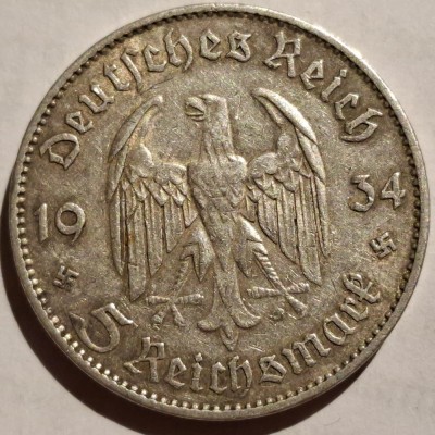 Germania Nazista 5 reichsmark 1934 F argint foto