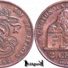 1862, 2 Centimes - Leopold I - Regatul Belgiei