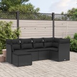 vidaXL Set mobilier de grădină cu perne, 6 piese, negru, poliratan 3263171