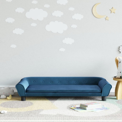 Canapea pentru copii, albastru, 100x50x26 cm, catifea GartenMobel Dekor foto