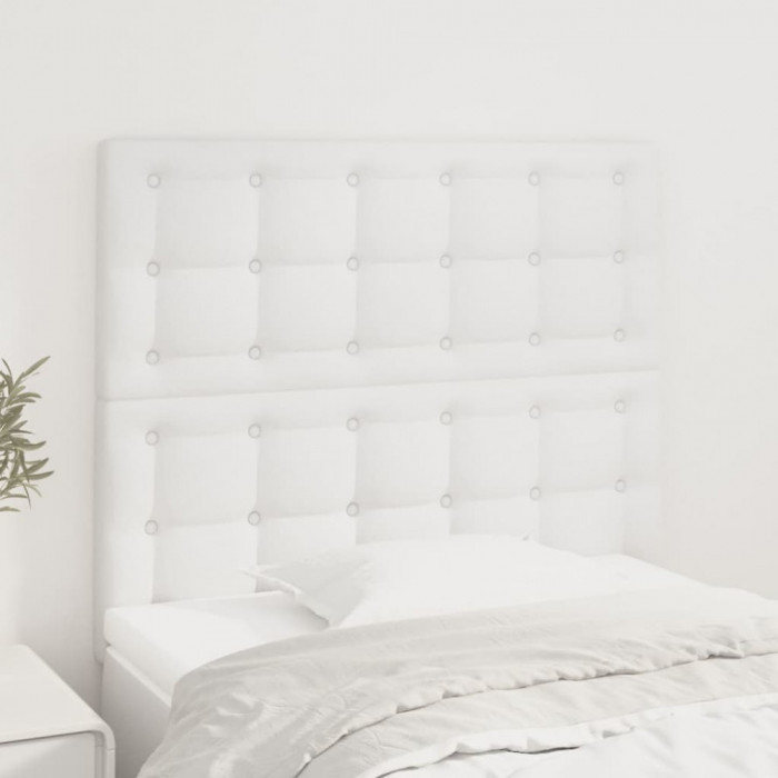 vidaXL Tăblii de pat, 2 buc, alb, 100x5x78/88 cm, piele ecologică 3116417