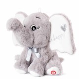 Elefant de Plus Gri cu Inima si Sunet 25 Cm