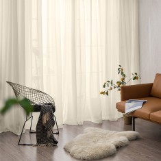 Perdea triplu voal cu rejansa din bumbac tip fagure, Premium, 300x270 cm, Crem