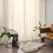 Set perdea triplu voal cu rejansa din bumbac tip fagure, Premium, 300x225 cm, Crem, 2 buc