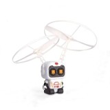 Robotel tip drona, cu control manual, din ABS non-toxic, cu jocuri de lumini, incarcare USB, alb