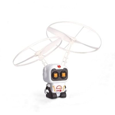 Robotel tip drona, cu control manual, din ABS non-toxic, cu jocuri de lumini, incarcare USB, alb foto