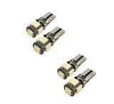 Cumpara ieftin Set 4x becuri LED T10, BZRSH, W5W, 12V, 5W CANBUS, 6000k, 28x12 mm, Alb rece pentru plafoniera, portbagaj