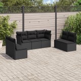 Cumpara ieftin Set canapele de grădină cu perne, 7 piese, negru, poliratan