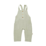 Salopeta de vara cu buzunare din muselina, BabyCosy, 100% bumbac organic, verde (Marime: 3-6 Luni)