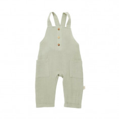 Salopeta de vara cu buzunare din muselina, BabyCosy, 100% bumbac organic, verde (Marime: 3-6 Luni)