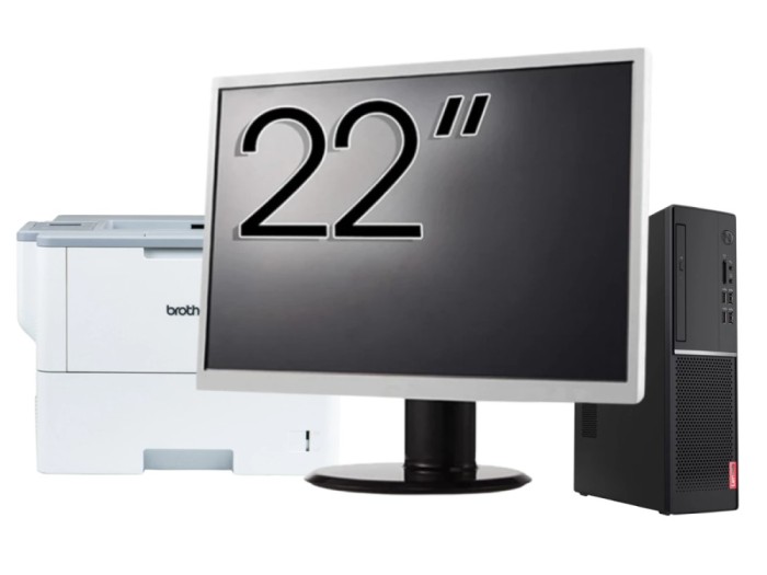 Pachet Calculator Second Hand LENOVO V520s SFF, Intel Core i3-7100 2.80GHz, 8GB DDR4, 256GB SSD, DVD-ROM + Monitor 22&amp;quot; &amp; Imprimanta Brother HL-L6