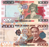 Sierra Leone Set 1 000-2 000 Leones 2021 P-30-1f UNC
