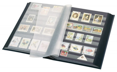 Lindner clasoar pentru timbre, 30 file/60 pagini negre foto