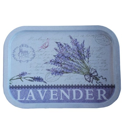 Farfurie metalica tip tava Pufo Sweet home of lavender pentru servire desert, prajituri, aperitive, 40 x 29 cm foto
