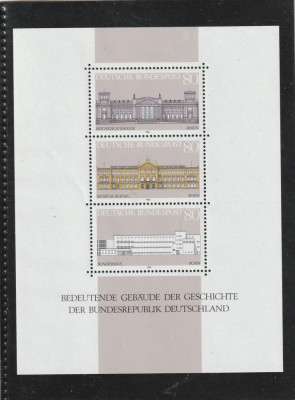Germania 1986-Cladiri imp. din istoria Germaniei,serie 3 val in bloc,Mi,1287-89 foto