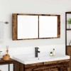 Dulap Oglindă LED Baie vidaXL Lemn Vechi 100x12x45 cm Maro Rustic Lemn Ingineresc
