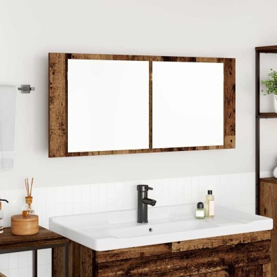 vidaXL Cameră de Oglindă LED Lemn vechi 100 x 12 x 45 cm Lemn compozit foto