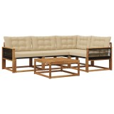vidaXL Set de canapele de exterior cu pernă 5 pcs Natural și Bej 3381409