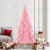 vidaXL Brad de Crăciun cu 300 LED cu suport Roz 210 cm PVC 3396441