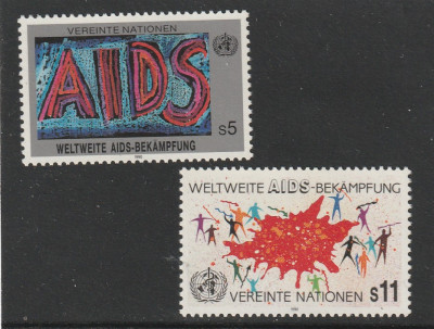 Natiunile Unite Vienna 1990-AIRS,Lupta pentru mediu,dant,MNH,Mi.100-101 foto