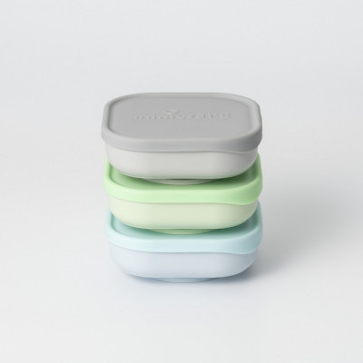 Set 3 boluri pentru hrana bebelusi miniware snack bowl, 100% din materiale naturale biodegradabile, aqua+grey+keylime foto