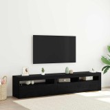 Cumpara ieftin Suporturi TV 2 buc cu lumini LED Stejar Negru Lemn Ingineresc
