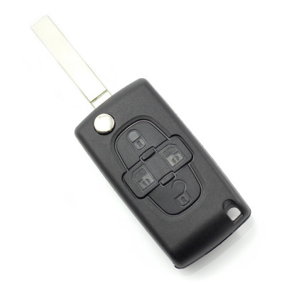 Citroen / Peugeot - Carcasa tip cheie briceag cu 4 butoane si suport baterie, foto