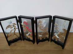 Arta chinezeasca - vitrine casetate decorative cu sculpturi in lemn de pluta foto