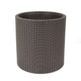 Ghiveci din plastic, Curver, cu finisaj ratan sintetic, pentru exterior, maro, 36 x 37.3 cm