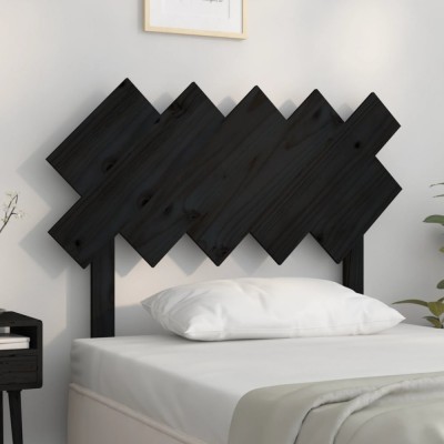 vidaXL Tăblie de pat, negru, 104x3x80,5 cm, lemn masiv de pin 819209 foto