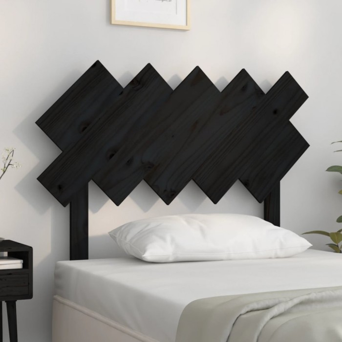vidaXL Tăblie de pat, negru, 104x3x80,5 cm, lemn masiv de pin 819209