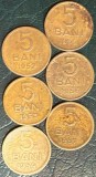 ROMANIA RPR LOT MONEDE 5 BANI X 6 PIESE : 1952, 1953,1954,1955,1956,1957