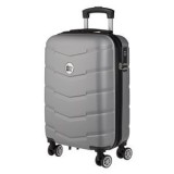 Valiză Troler Gri Metalizat cu Dungi Reliefate, 87L, 4 Roți Rotative, CMCLASS